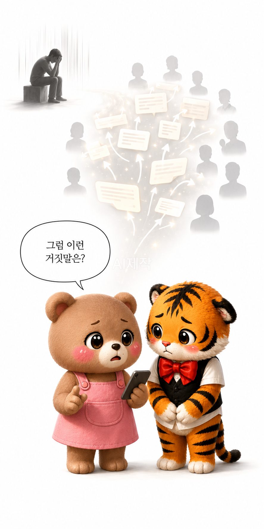 게시 버튼 바로 앞에서 멈춘 범이의 손가락