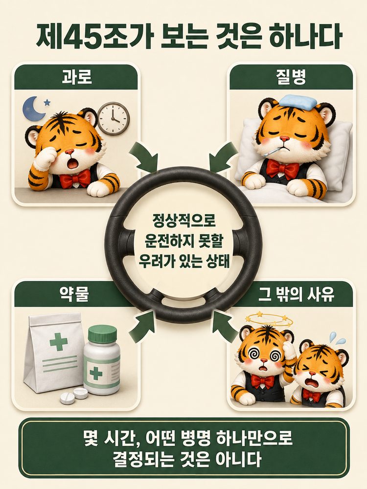 도로교통법 제45조 과로 질병 약물 그 밖의 사유 구조