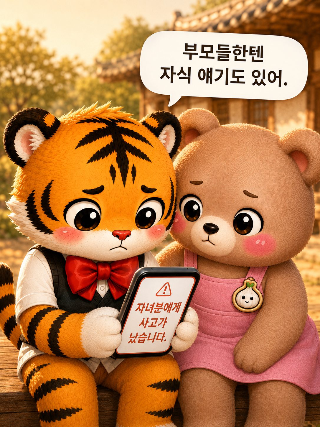 긴급 문자를 확인하는 장면