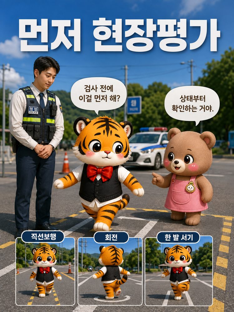 운전 모습 외관 말투 태도 등을 함께 확인하는 경찰의 현장 관찰 장면