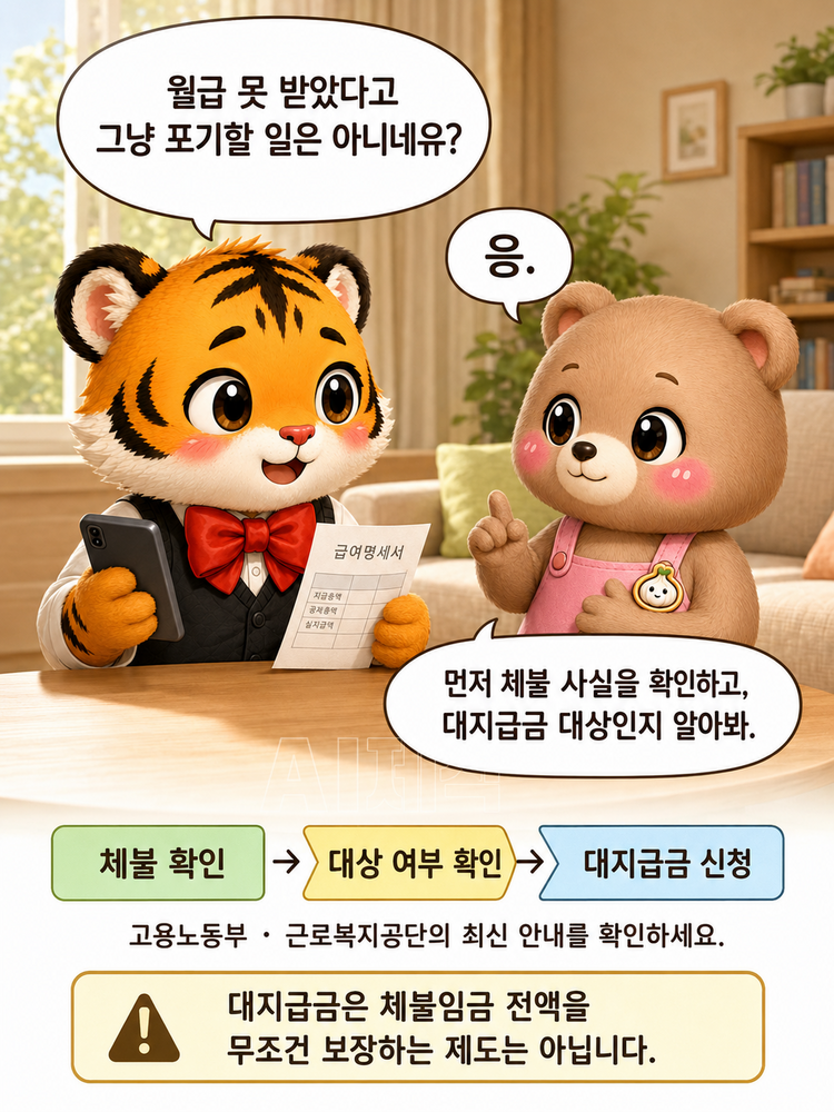 도산대지급금과 간이대지급금의 차이를 묻는 범이와 웅녀