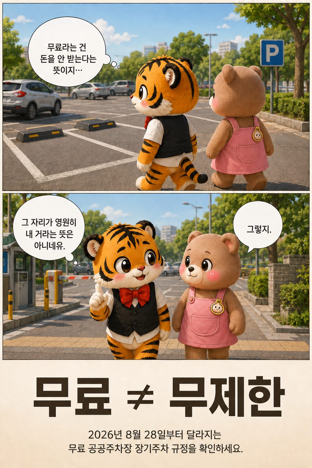 무료와 무제한이 같은 의미인지 묻는 범이와 웅녀