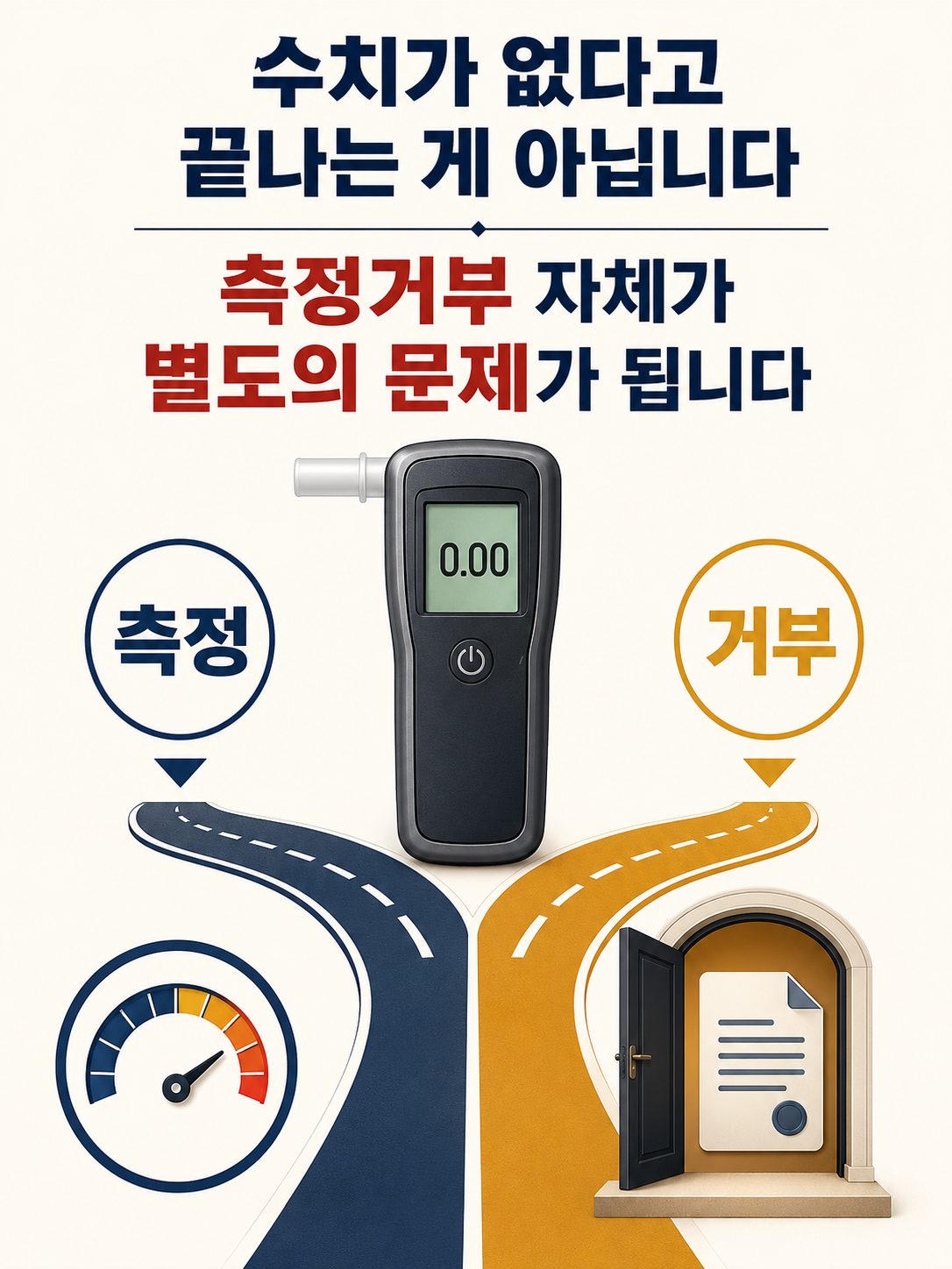 밤길을 바라보는 범이와 웅녀와 음주운전 예방 문구