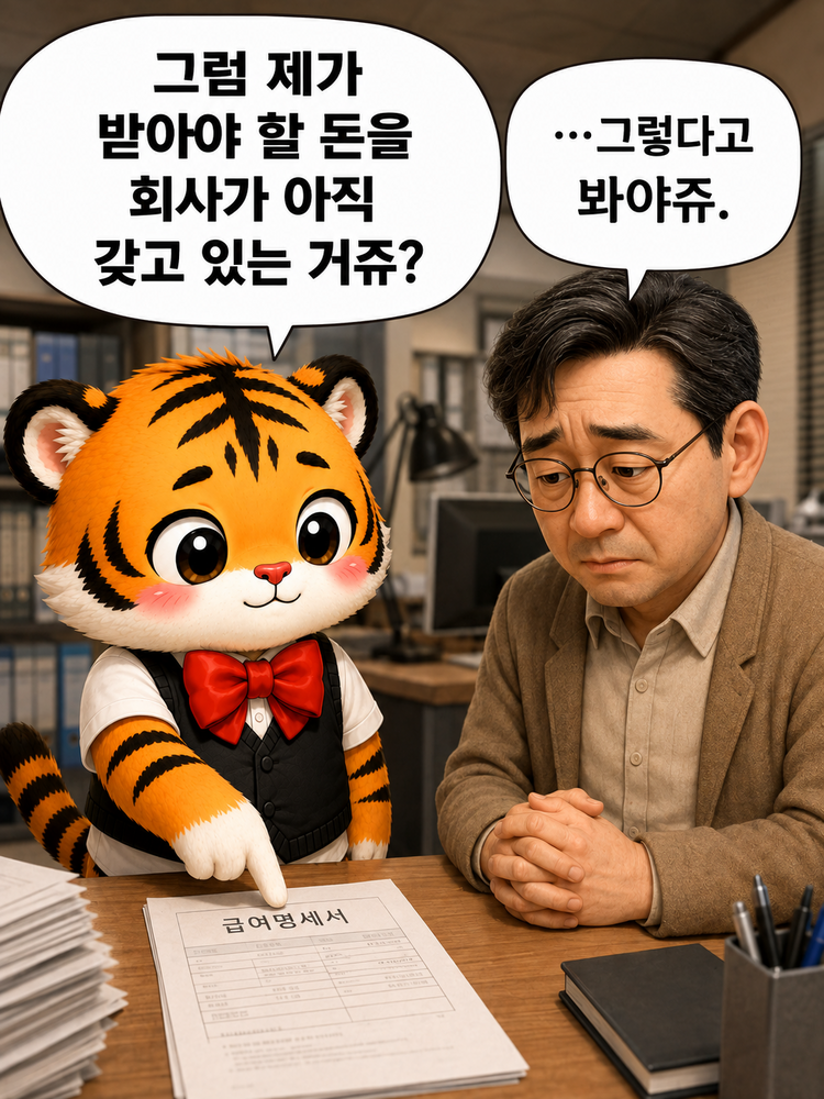 월급날은 이미 지나갔다고 말하는 범이