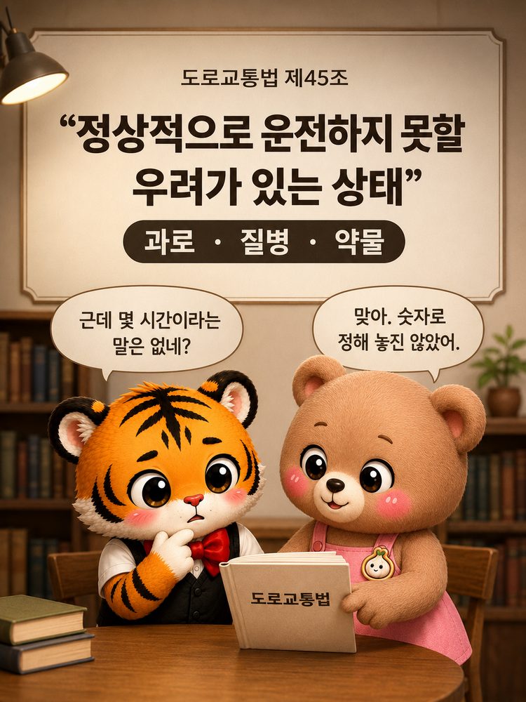 몸 상태를 확인한 뒤 차 키를 내려놓는 판단을 하는 범이와 웅녀
