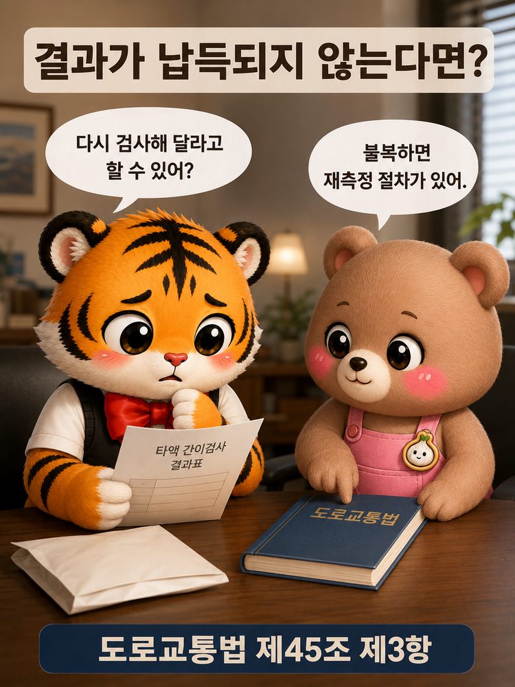 타액 간이검사에서 양성이 나온 뒤 놀란 범이와 이를 설명하는 웅녀