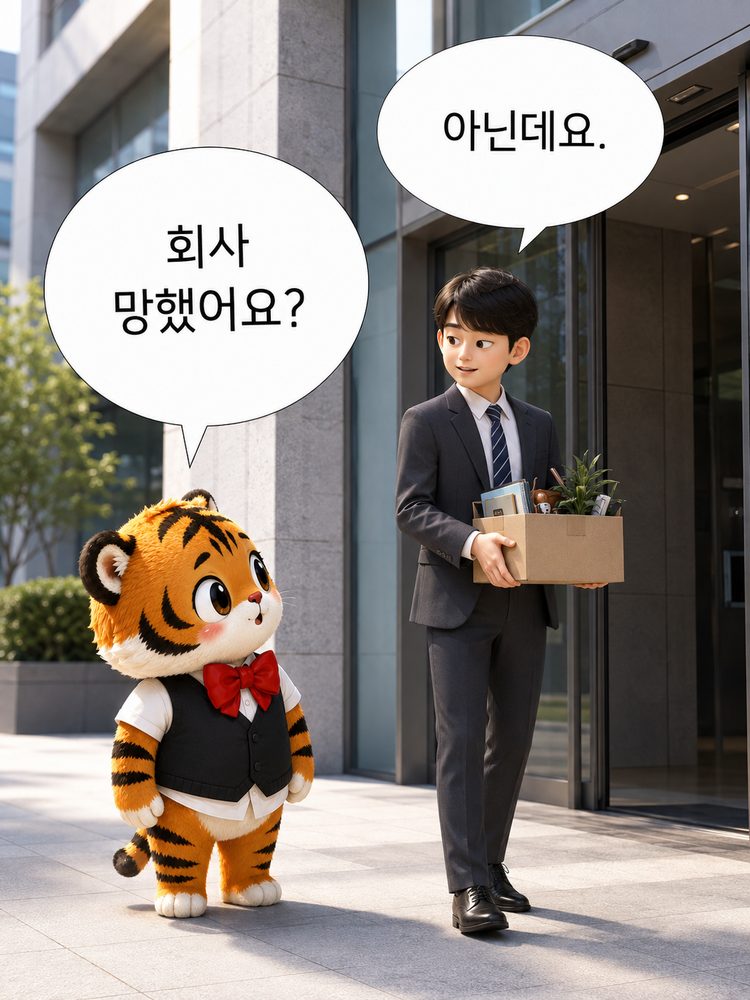 퇴사하는 사람을 보고 궁금해하는 범이