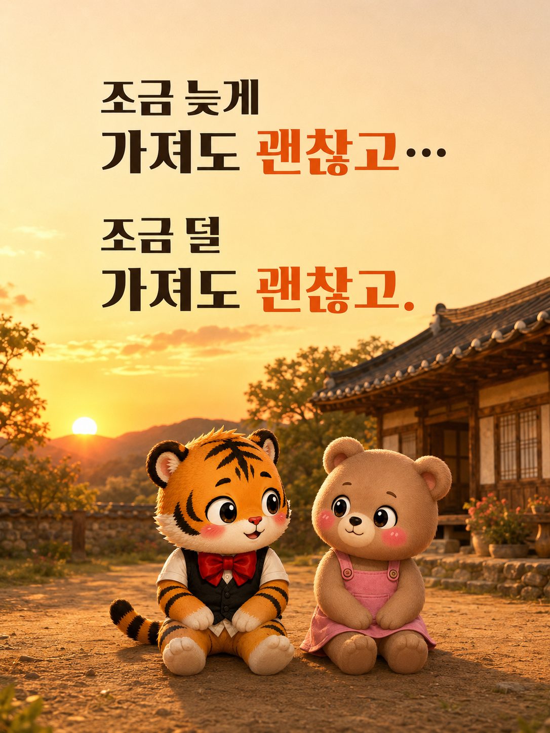 노을 아래 두 친구