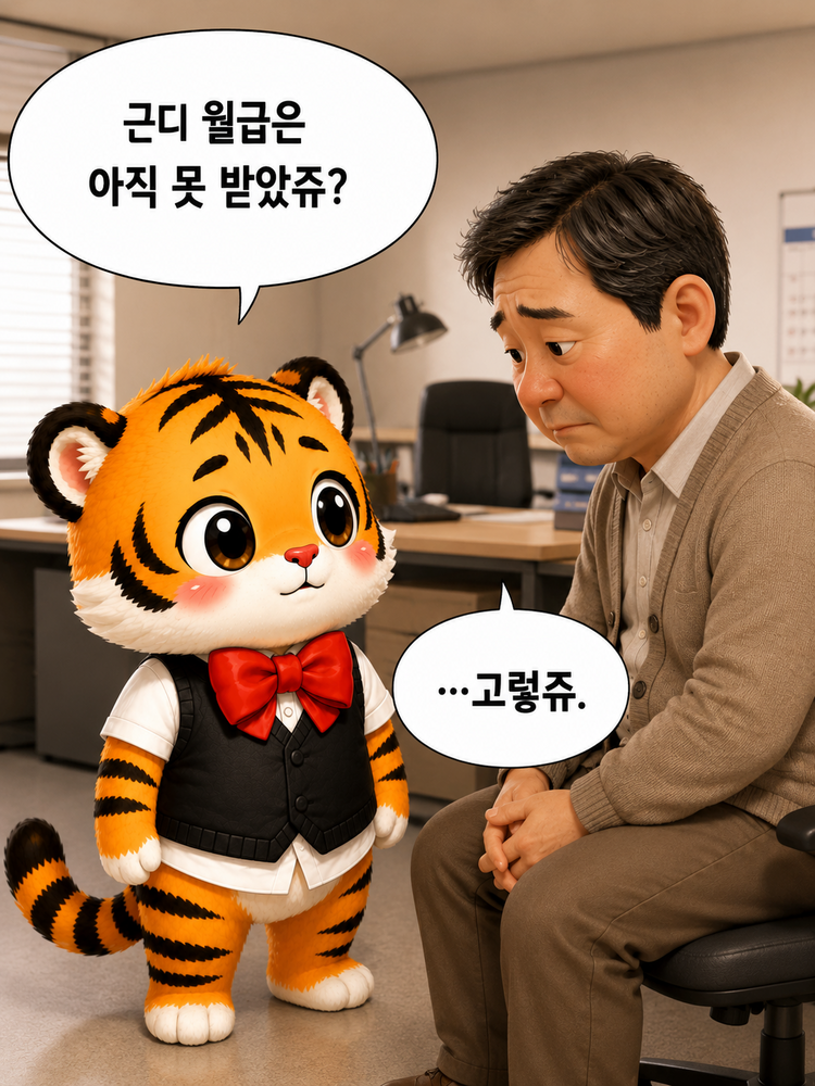 제 월급이 회사 운영자금이 된 것 아니냐고 묻는 범이