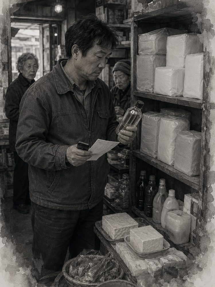희망호 대신 읍내 장보기에 나선 최병수와 짐을 실은 경운기