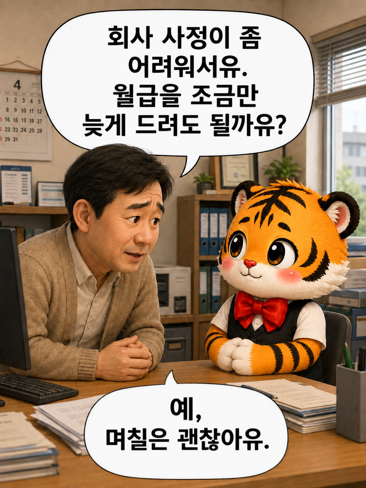 계산기를 바라보며 이상하다고 생각하는 범이