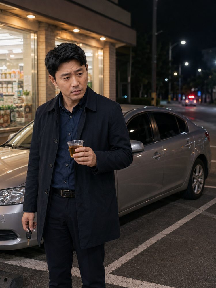 운전 후 추가 음주 문제에 관해 상담하는 남성과 여성
