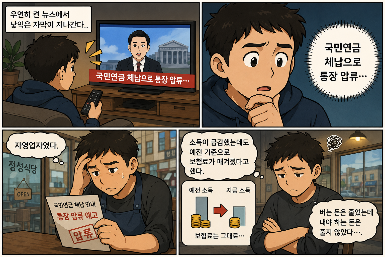 국민연금 시리즈 3회 도입 장면. 우연히 켠 TV 뉴스에