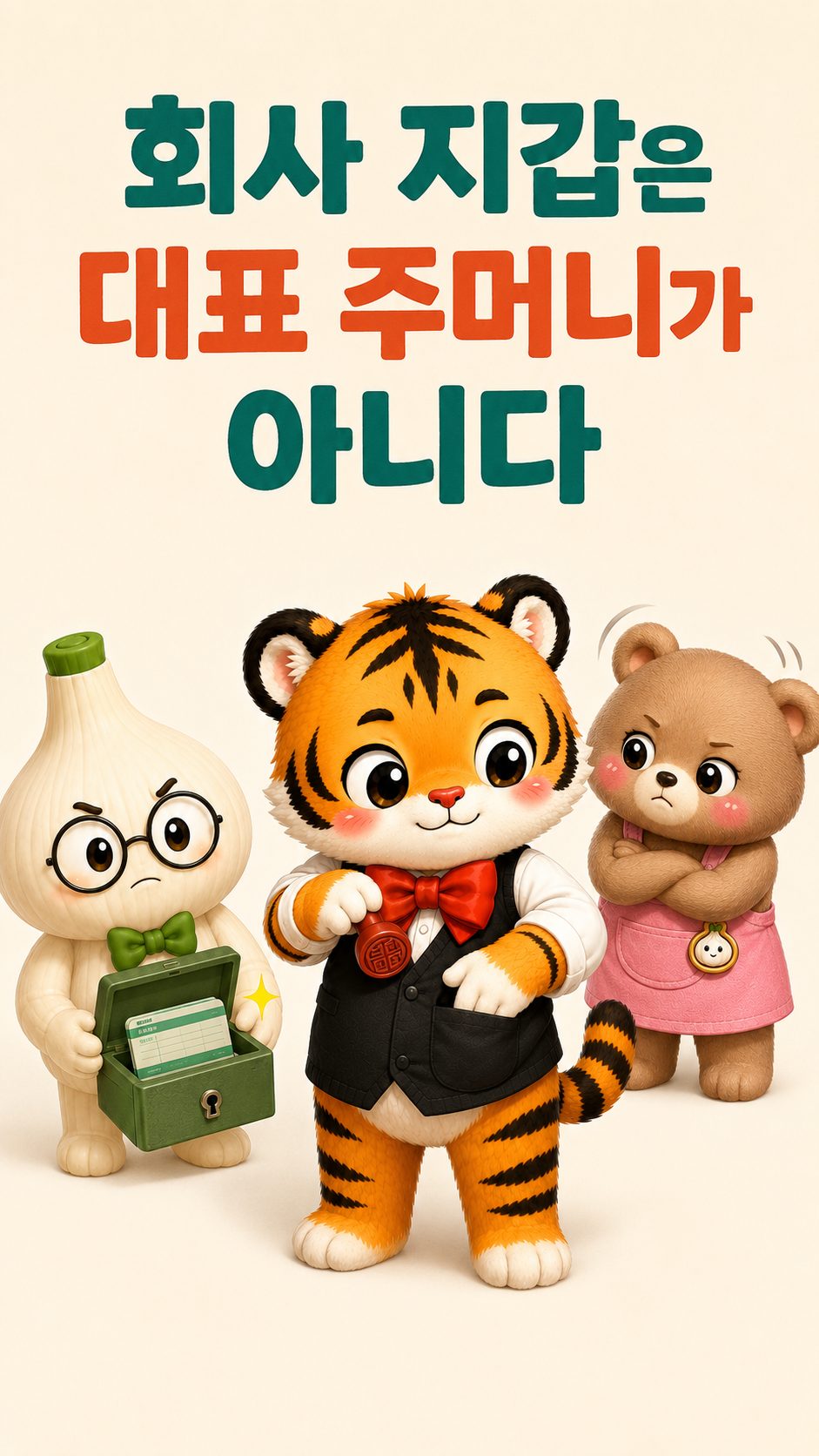 회사 자산은 대표 개인 돈이 아니라 회사 금고에 따로 보관해야 함을 설명하는 이미지