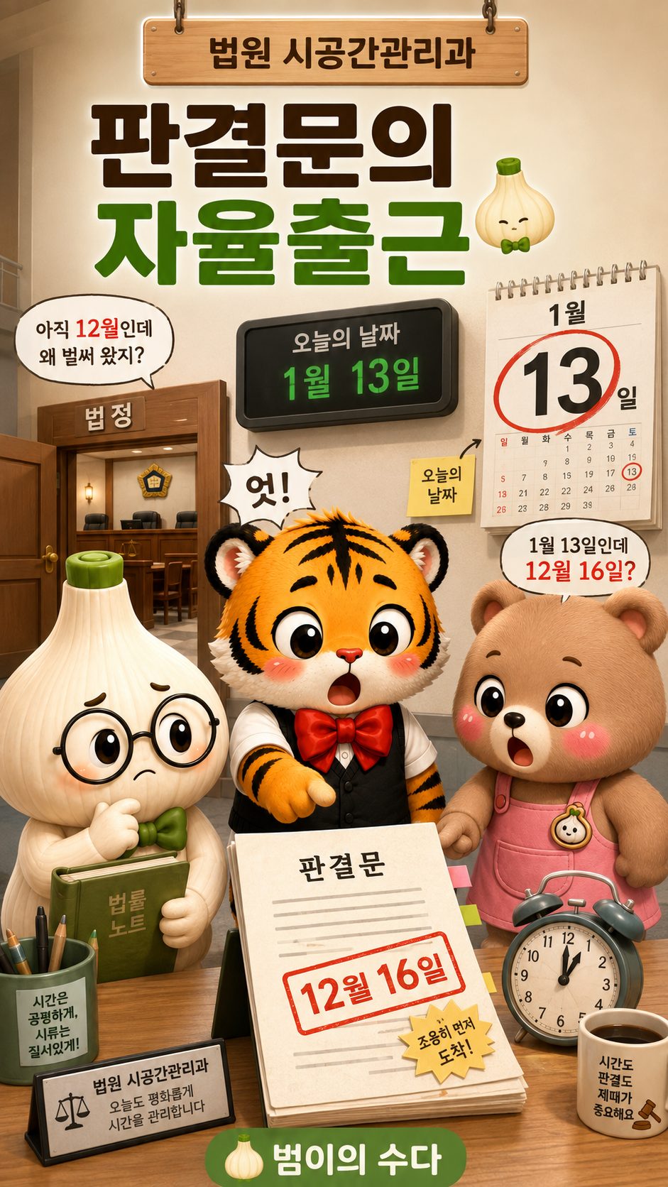 선고기일은 1월 13일인데 판결문에는 12월 16일이 적힌 상황