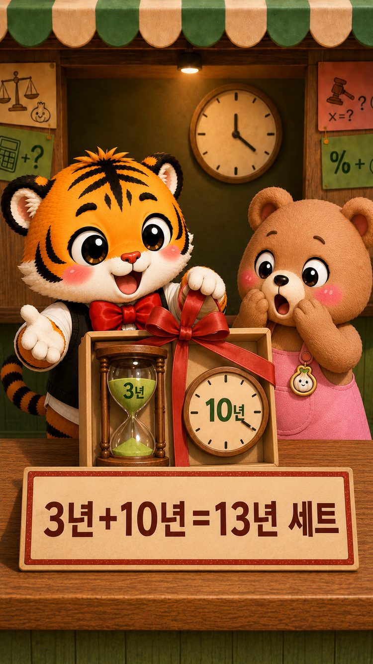 범이가 3년과 10년을 더해 13년 세트 상품으로 판매하는 모습