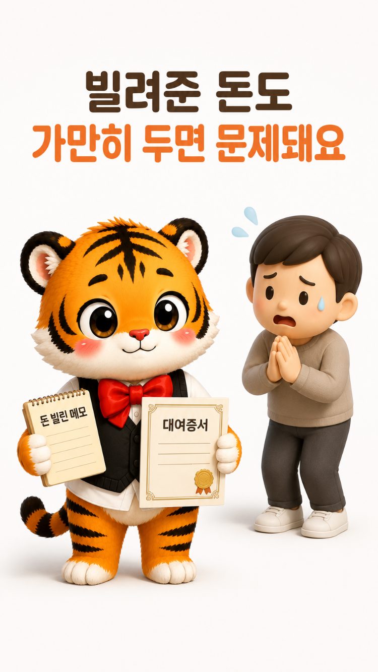 빌려준 돈과 차용증이 있어도 가만히 두면 문제가 될 수 있음을 보여주는 카드