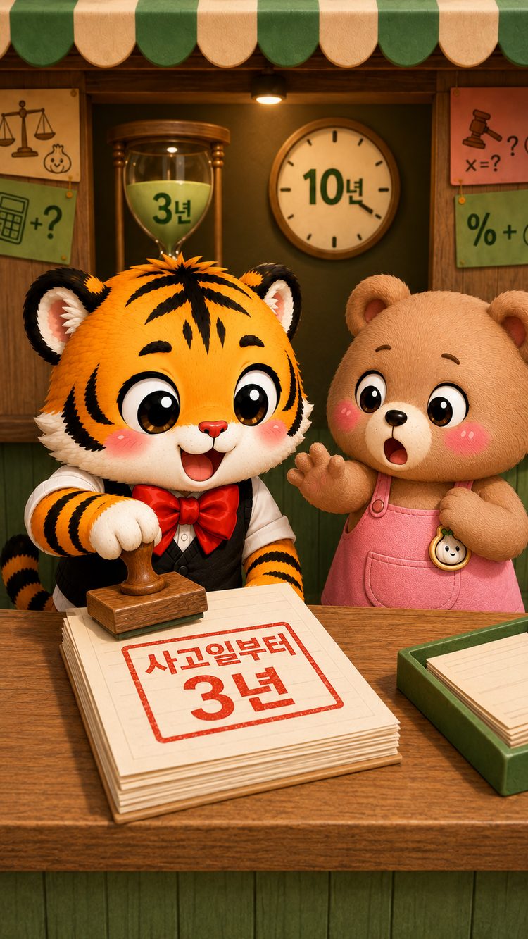 범이가 모든 사건에 사고일부터 3년이라는 도장을 찍는 모습