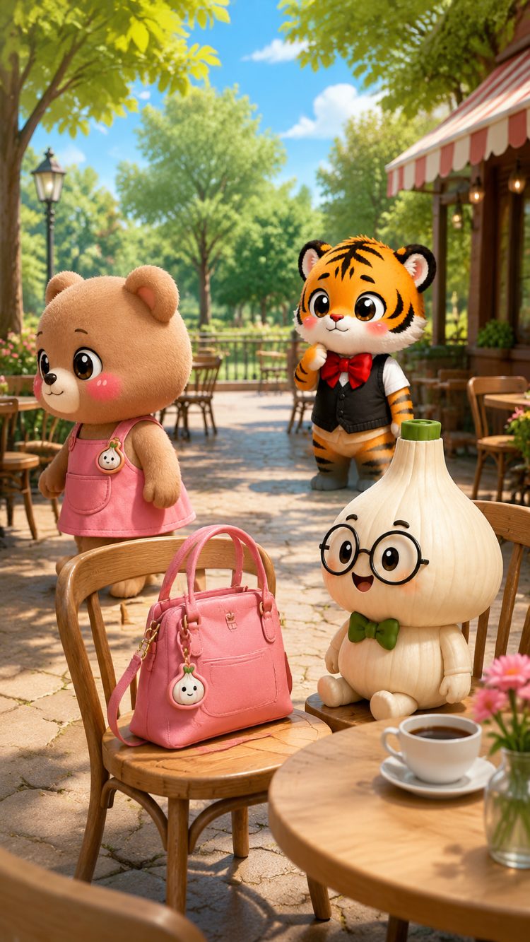 웅녀의 가방을 바라보는 범이