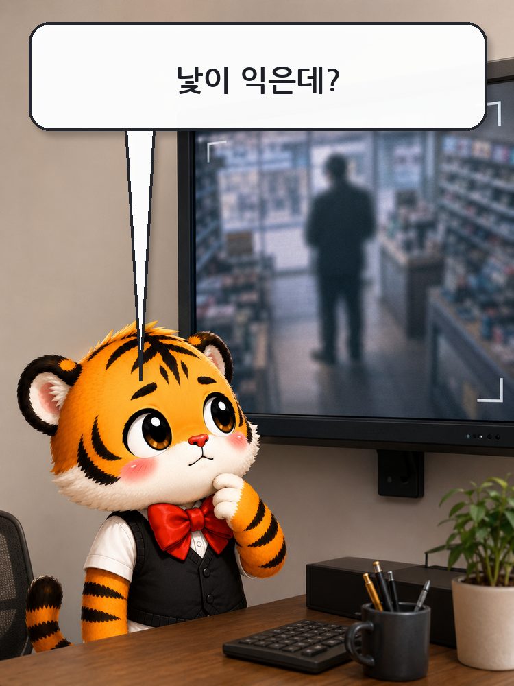 CCTV 속 낯익은 실루엣을 바라보는 범이