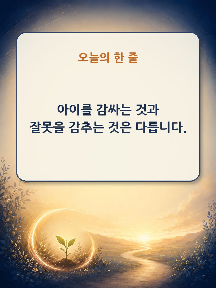 새싹을 감싼 새벽길과 아이의 성장을 상징하는 오늘의 한 줄