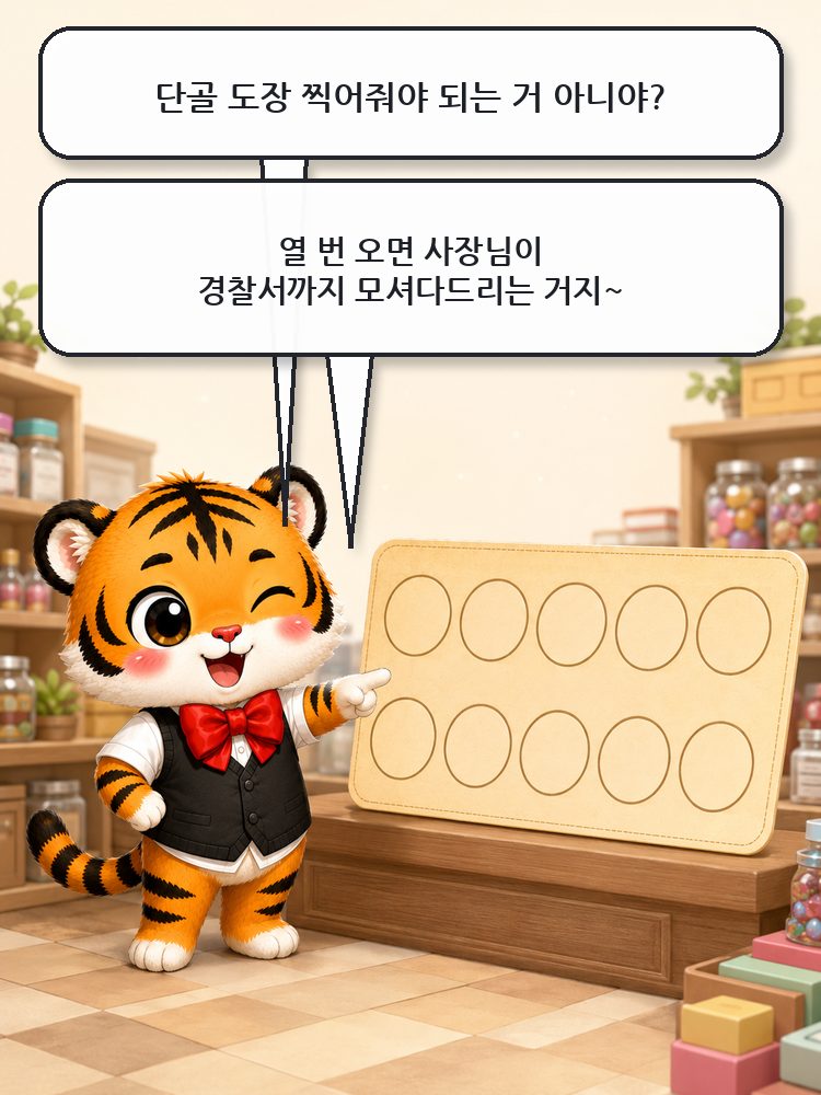 반복 절도를 단골 도장판에 빗댄 풍자 장면